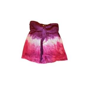 Y2K STUDIO Y Small Tie Front Tye Dye Tube Top Purple Summer Fairy Beach Boho